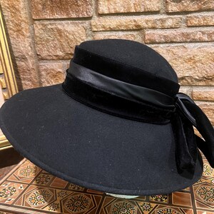 Vintage Lady Rachel Italian Wool Large Brim Hat With Velvet  display picture 1