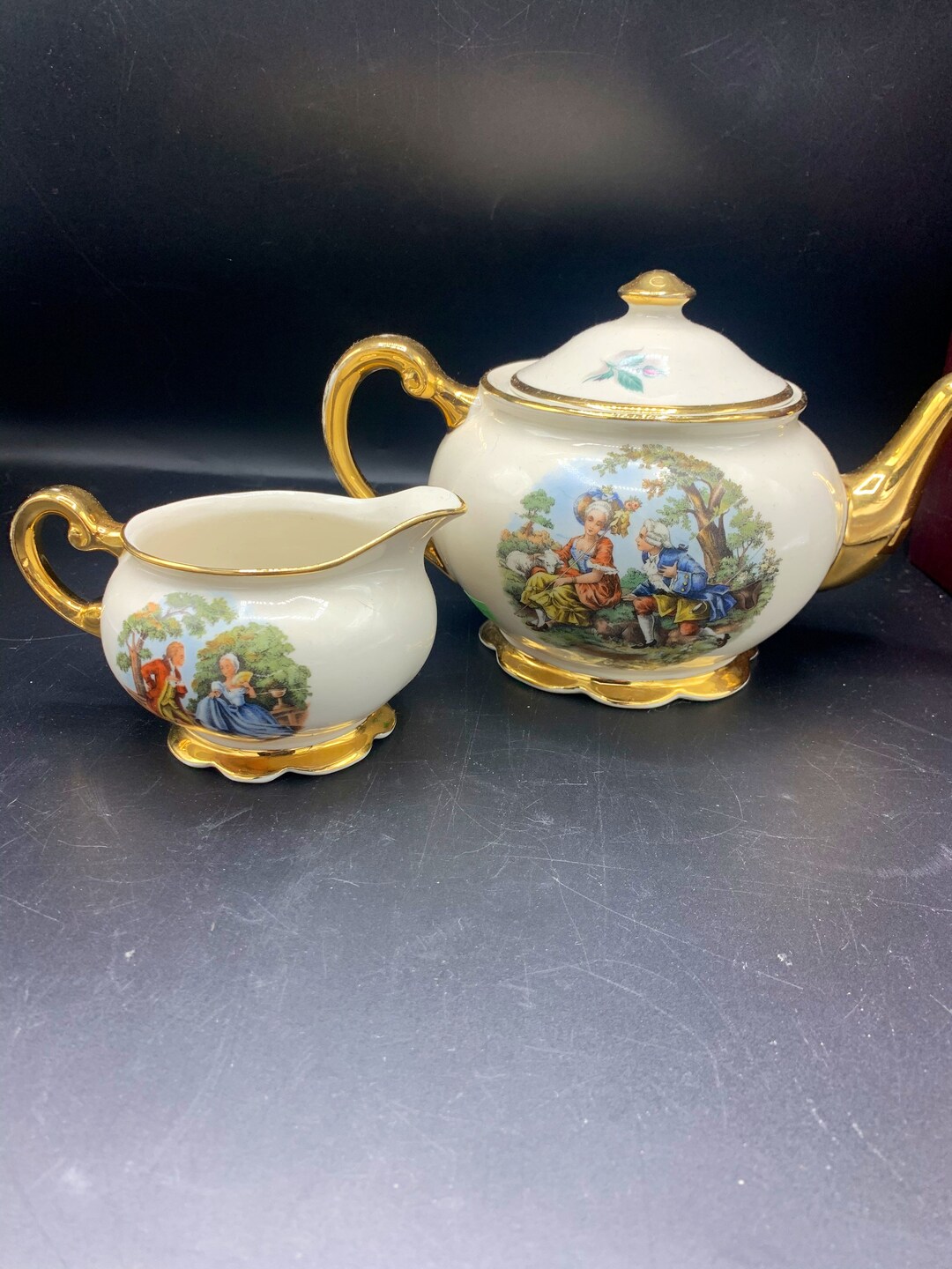 Kingwood China Vintage Victorian Teapot and Creamer Etsy