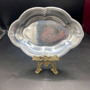 New LENOX Small Tray Metal Serveware 6”x9” Oval Minor Scratches