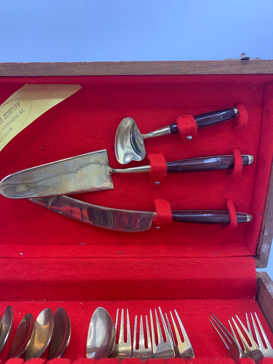 Vintage Gold Bangkok Thailand Silverware Set Serving Forks Etsy