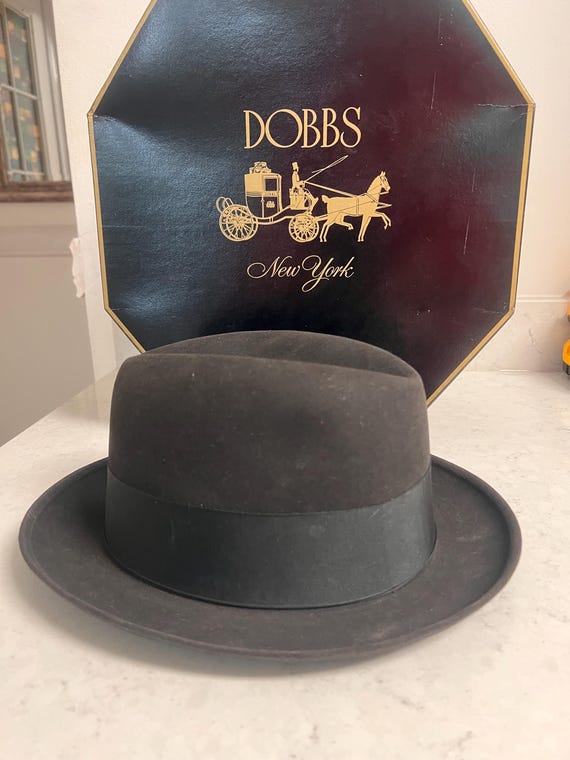 推定50年代 DOBBS guild edge hat fedra Vtg Dobbs Fifth Avenue New York Hat Guild Edge Hughs Hatcher