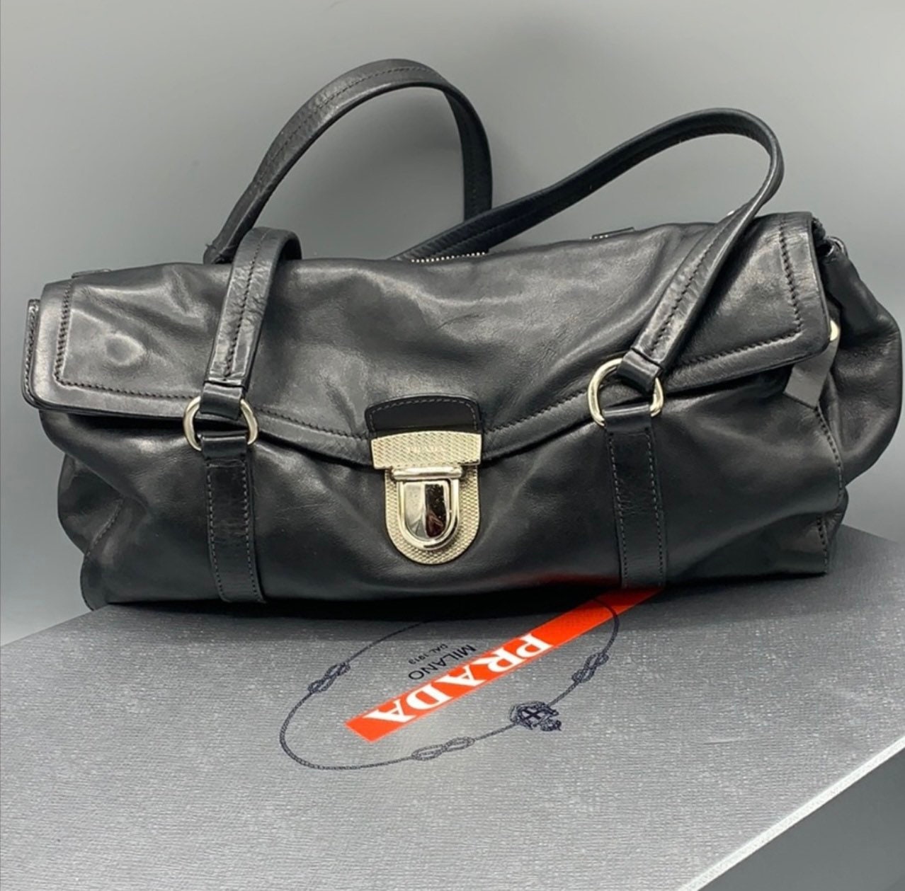 Prada Pattina Studded Trim Crossbody Handbag