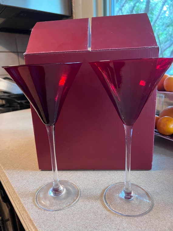 Vintage Ruby Red Martini Glasses 