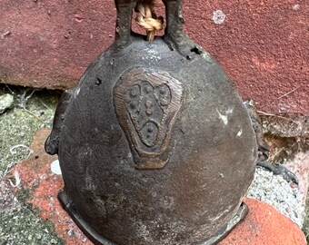 Antique cooper bell made in Java, wood tongue