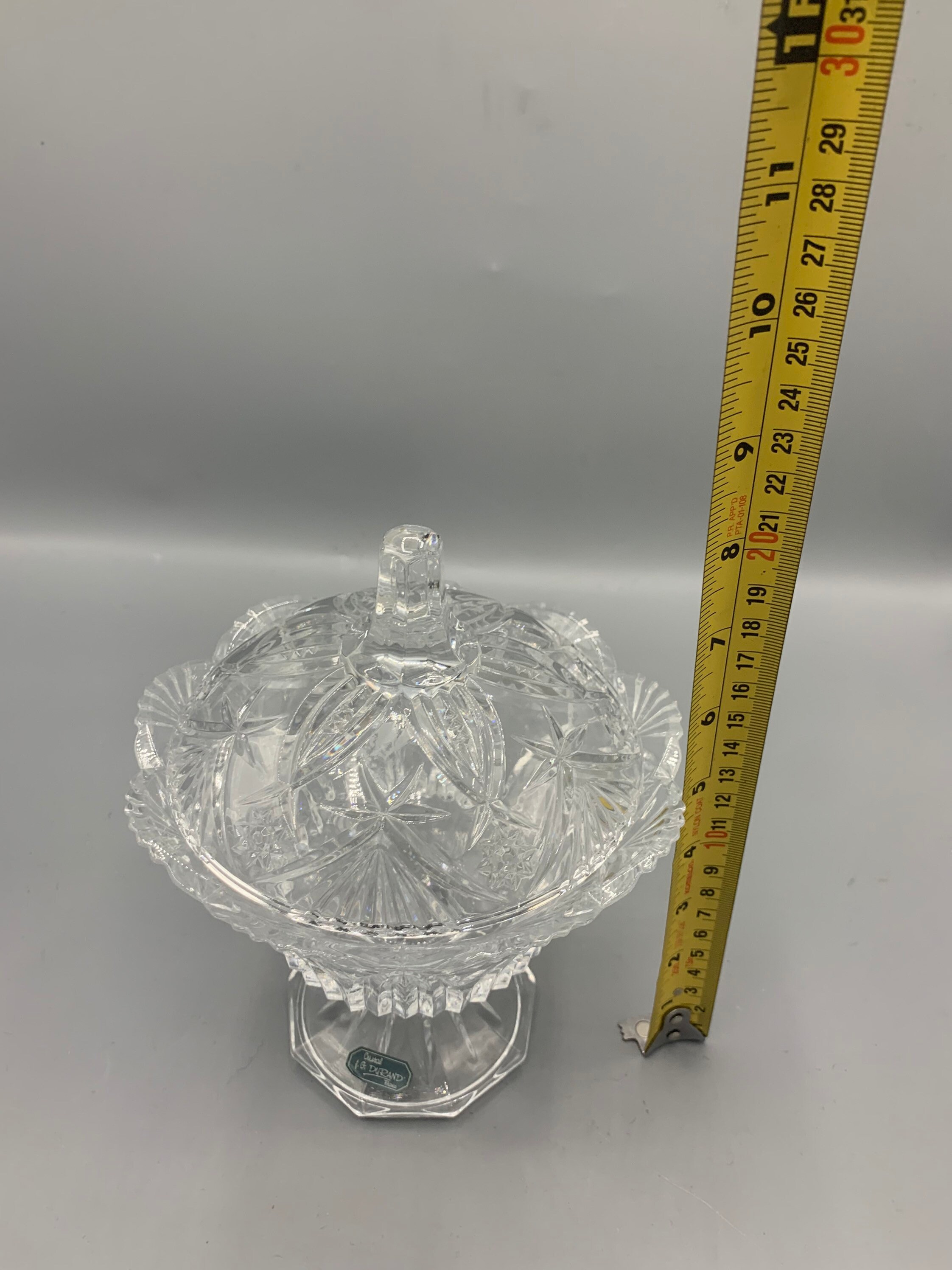 J.g durand france crystal footed container with lid, candy dish
