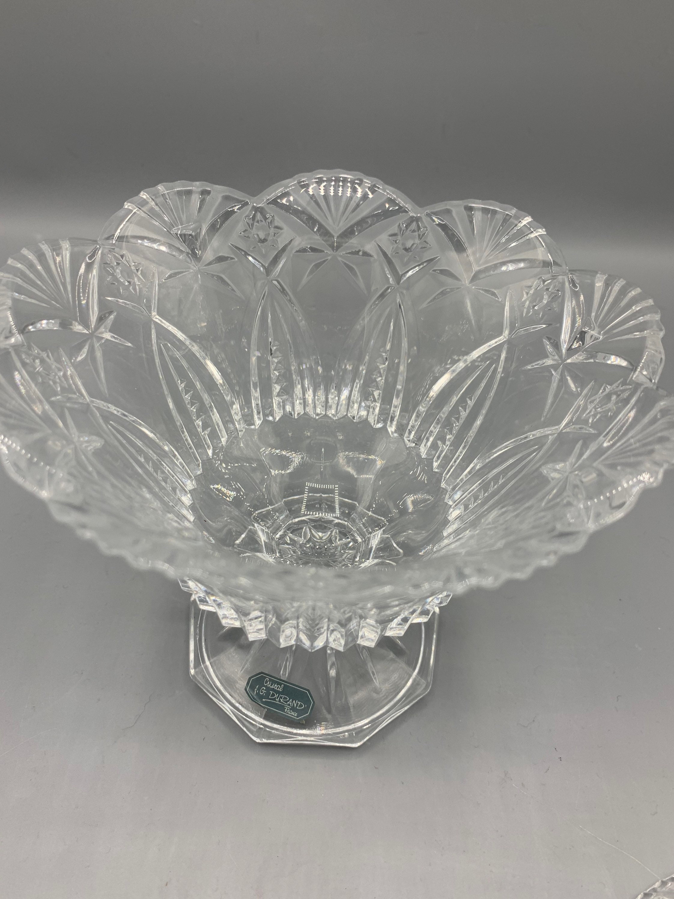 J.g durand france crystal footed container with lid, candy dish