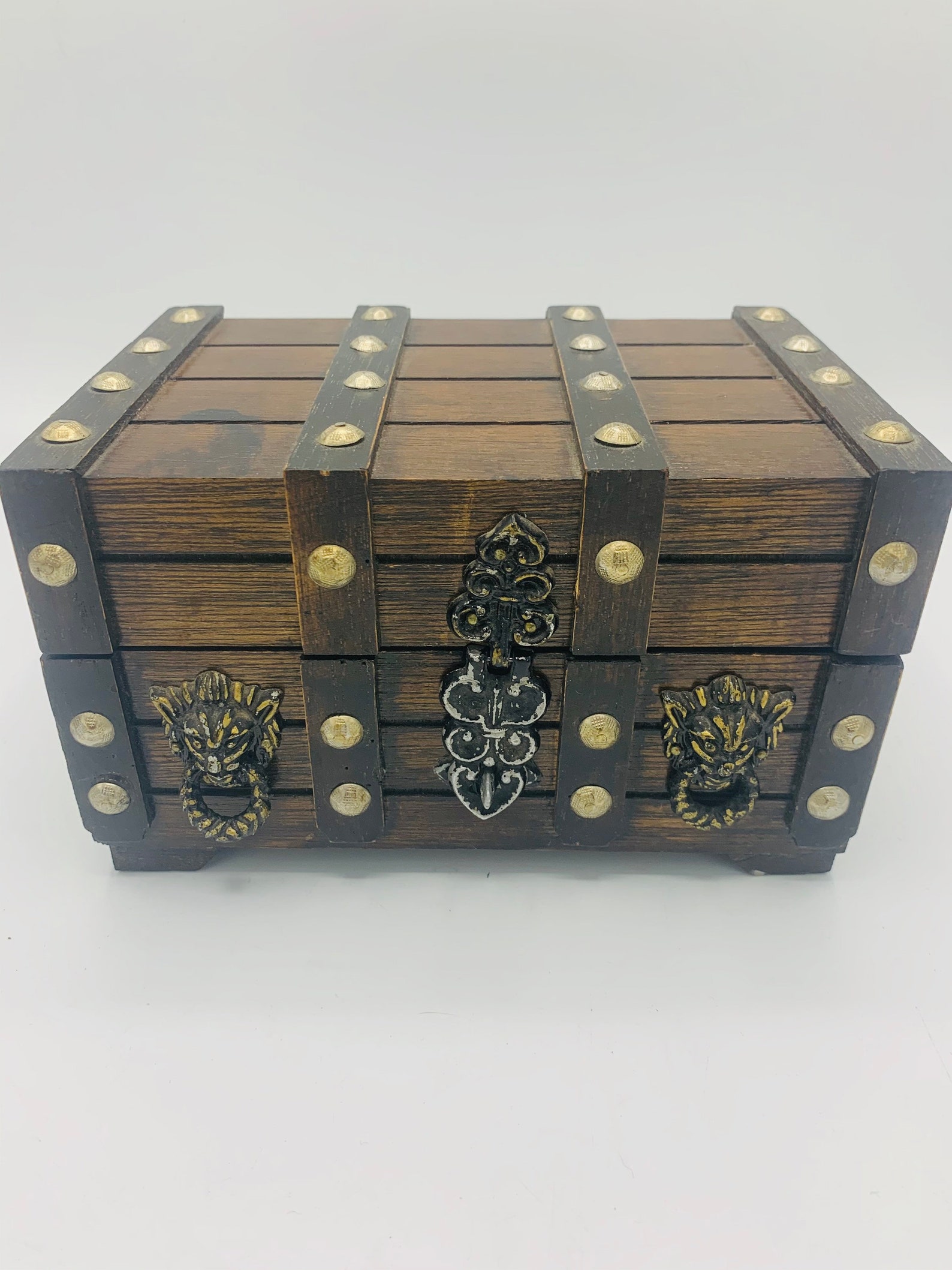 Vintage wood Japanese jewelry box wit cast iron hardware Etsy