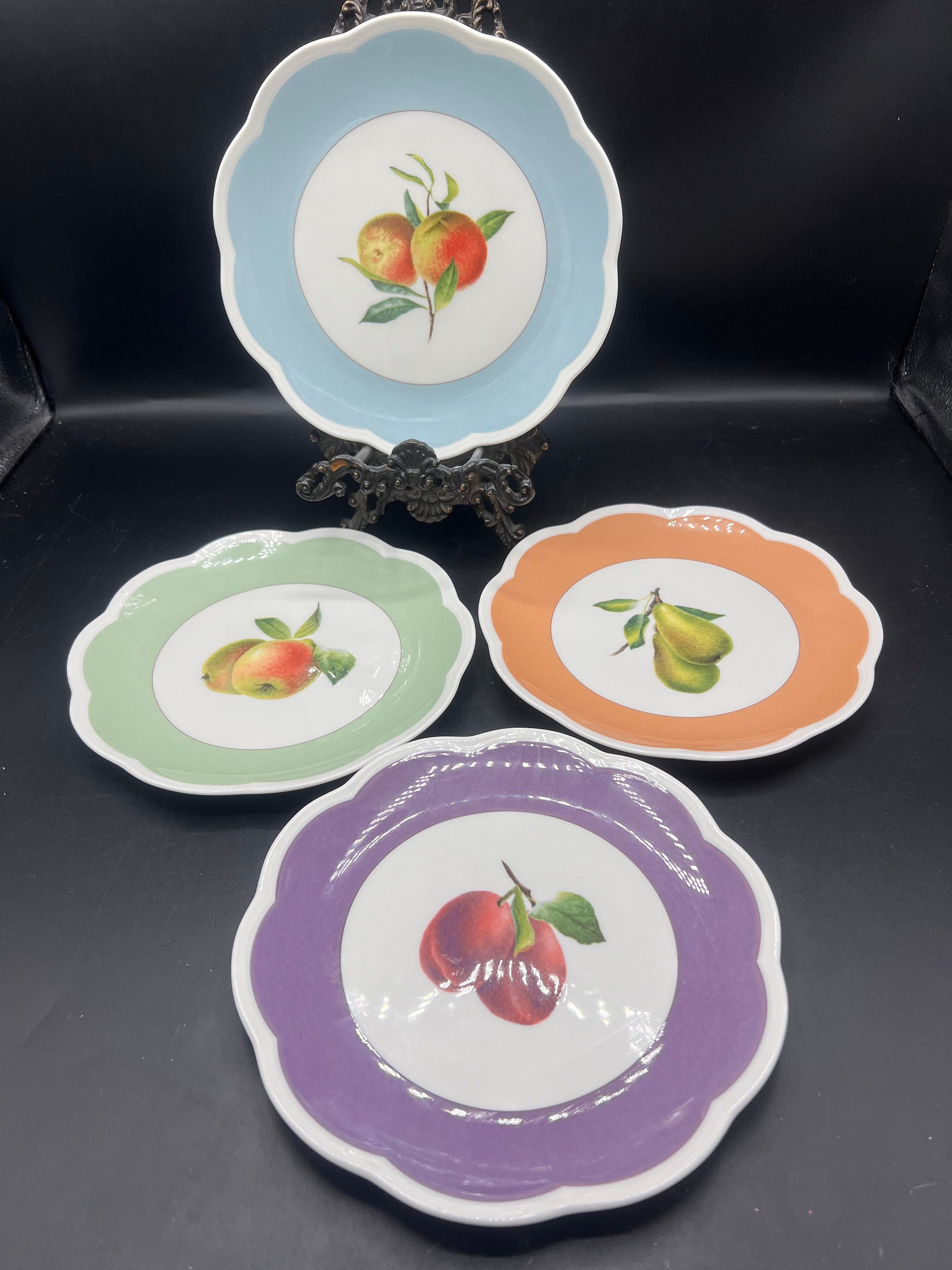 Set of 4 Lenox Orchard in Bloom Peach Pear Plum Blossom Dessert