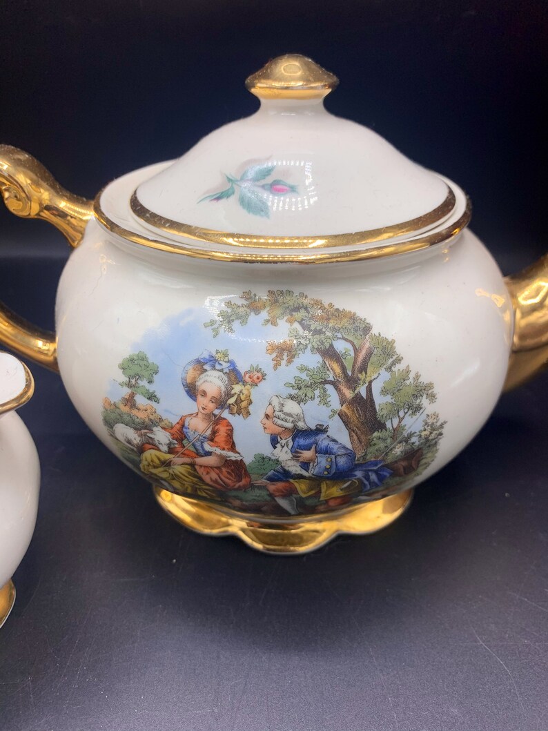 Kingwood China Vintage Victorian Teapot and Creamer Etsy