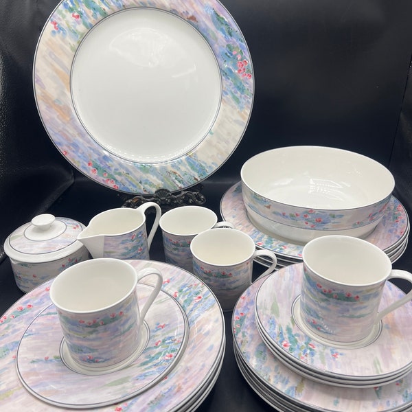 Mikasa Monet service for 4 , mikasa dinnerware set with serving dishes