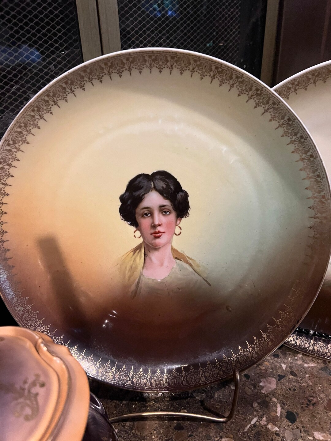 Antique Signé RC ROSENTHAL Allemagne Fleurs Roses 5 1/2H