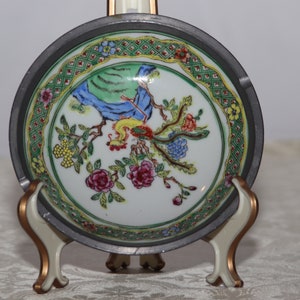 Japanese porcelain enamel ashtray / enamel pewter handmade