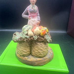 Vintage Handmade Clay Statue of Italian Merchant from Vatican/ terracotta statue/ Italian pottery