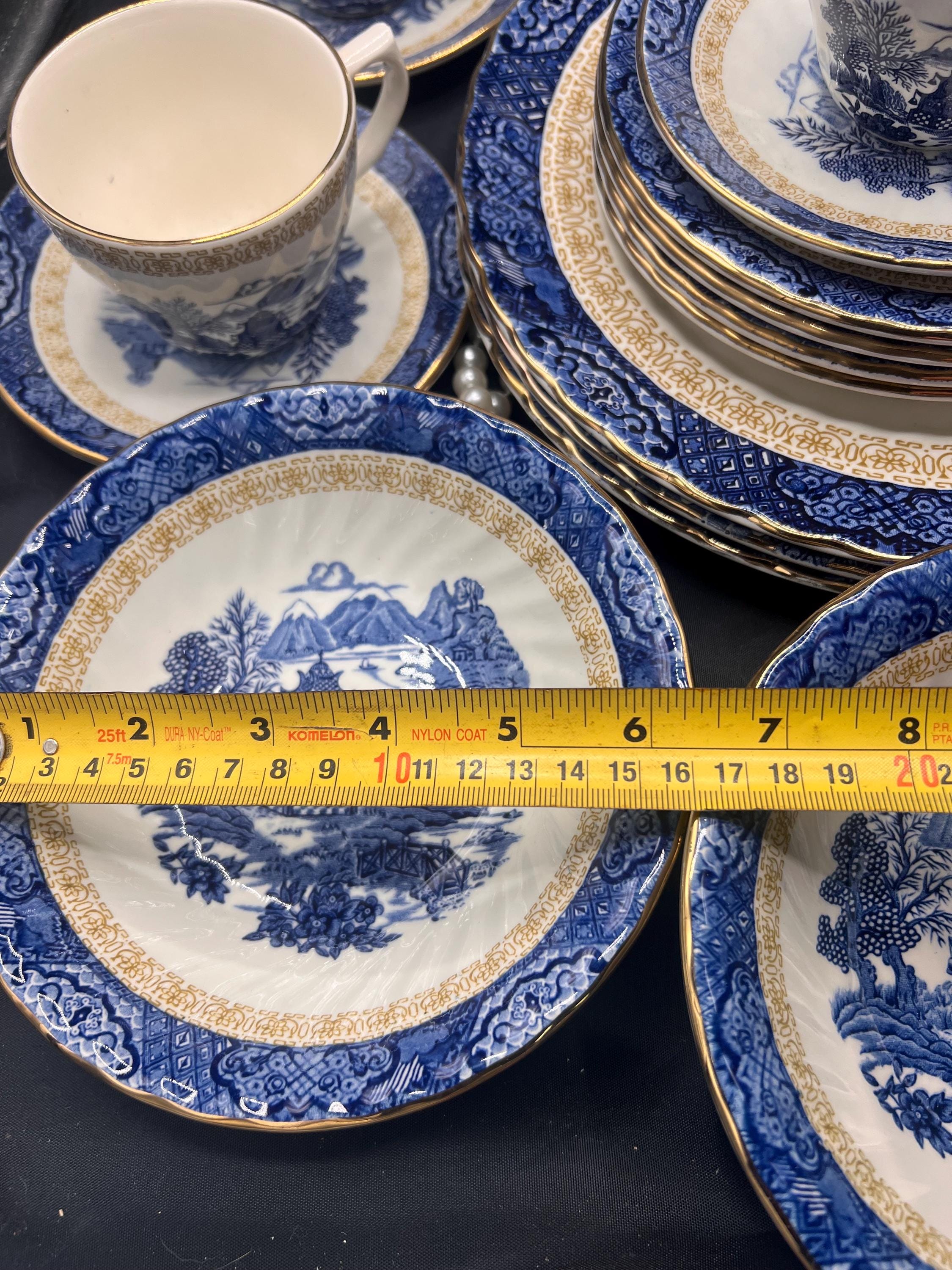 Antique Style Blue White and Gold Blue Chinoiserie Stamped