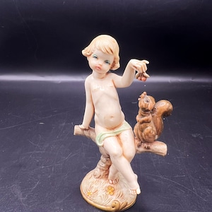 Vintage FONTANINI DEPOSE ITALY Cherub Child with Squirrel , No 713