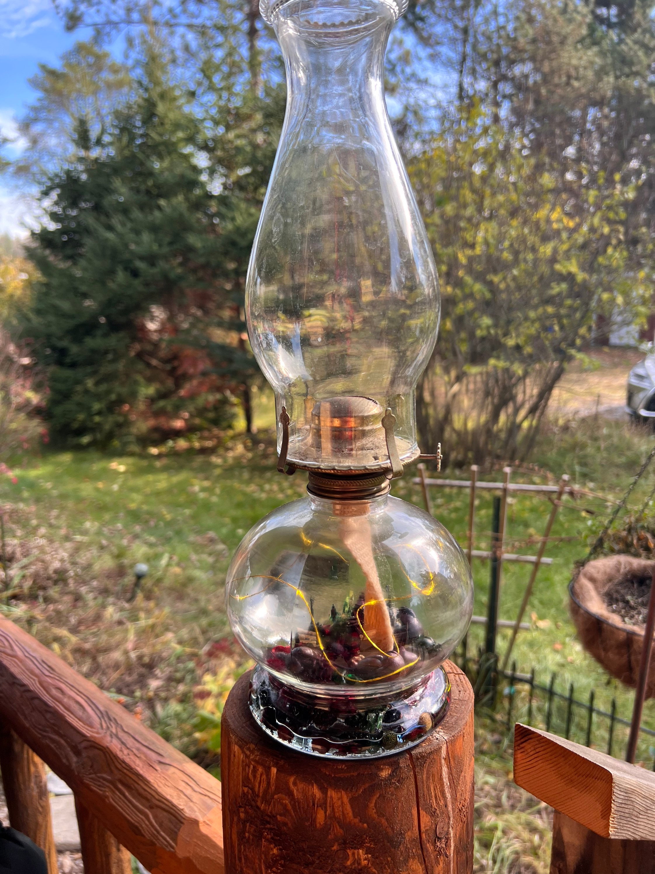 シモンズグランドセール beautiful , lamp oil glass clear Vintage decorated dry with Lights&Lanterns