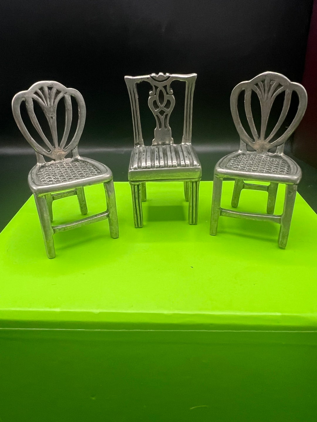 Lenox Kirk Stieff Collection Miniature Pewter Chairs Williamsburg