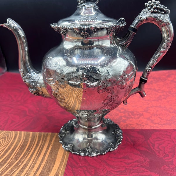 5336 (Silverplate, Hollowware) by EG WEBSTER ,  stunning engraved silver plated teapot