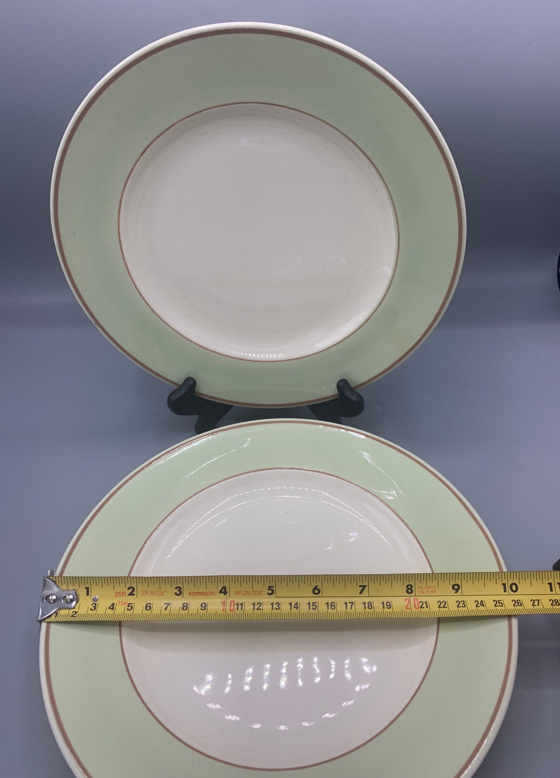 Homer Laughlin Dinner Plates Mint Green & Tan Trim Pattern Etsy