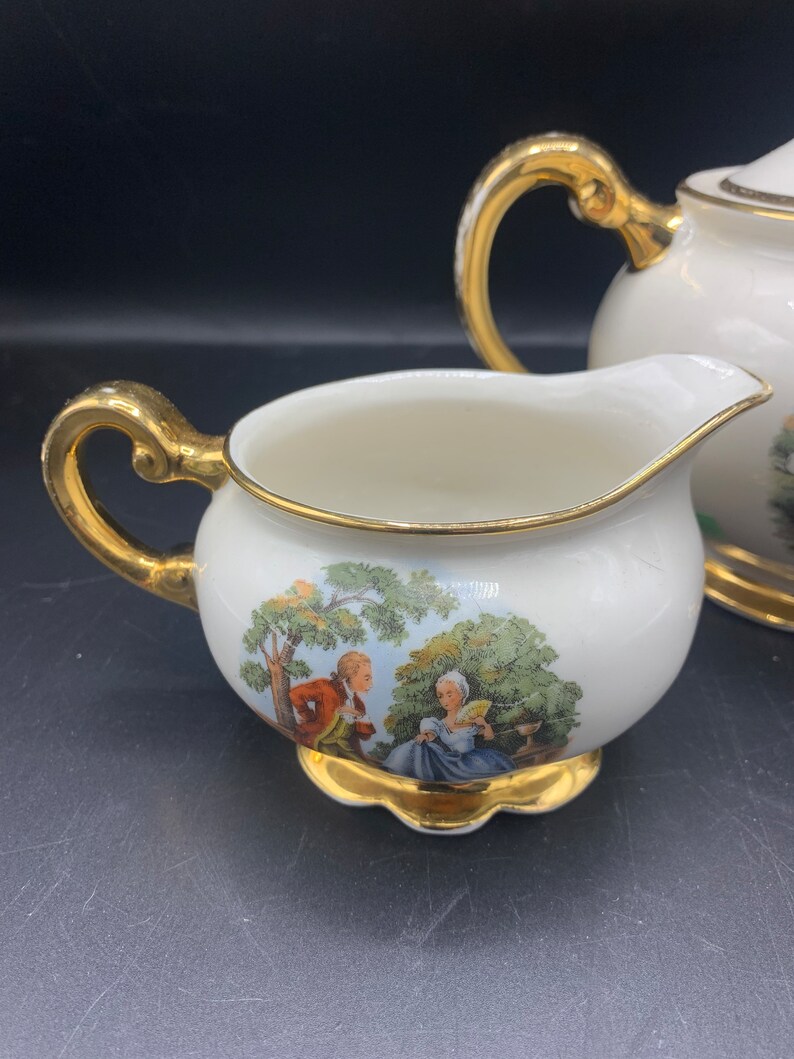 Kingwood China Vintage Victorian Teapot and Creamer Etsy