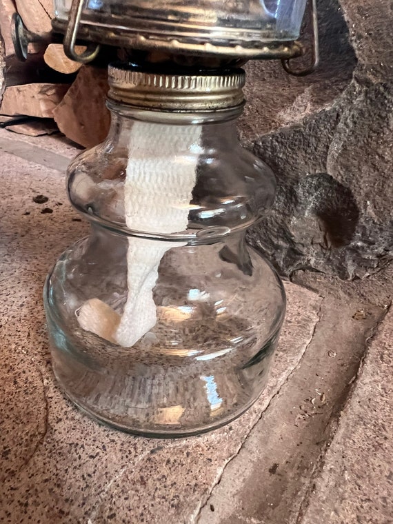 Vintage clear glass lamp / glass oil lamp - Etsy 日本