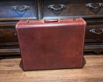 Vintage Samsonite Red-Brown 21" X6” X15” Hard Case Suitcase