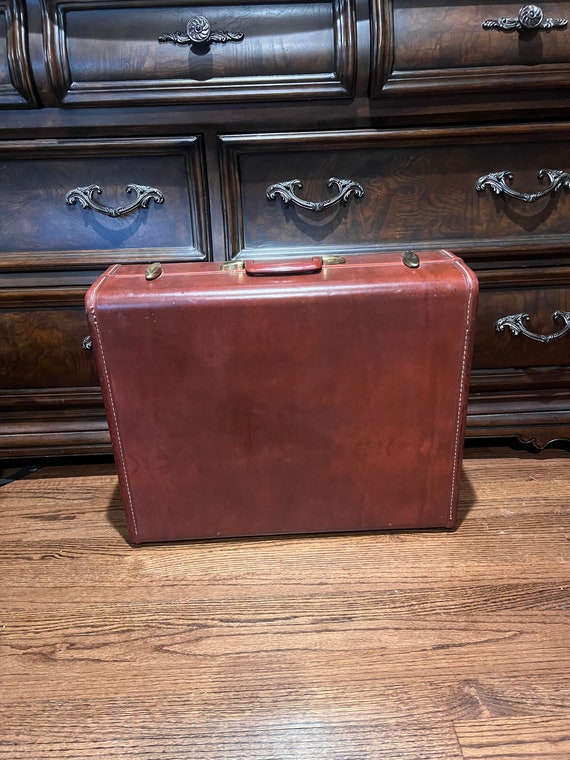 GRANDE VALISE ANCIENNE marron cuir et carton années 40/50 vintage EUR 45,00 - FR