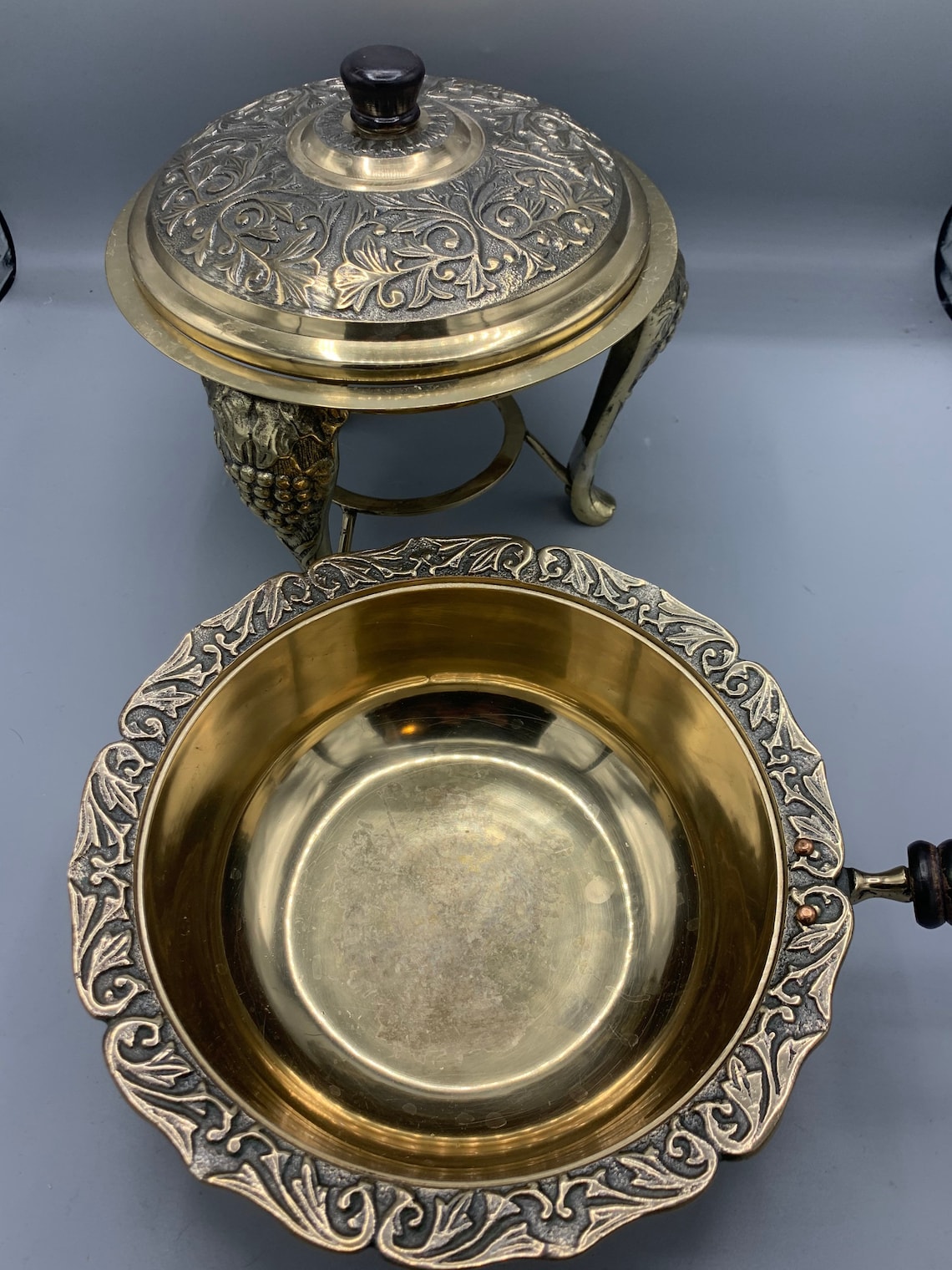 Rare Antique Ornate Brass Chafing Dish and Matching Serving Etsy