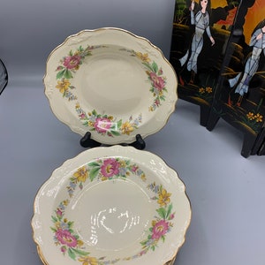 1946 Vintage Homer Laughlin Virginia Rose rimed soup bowls