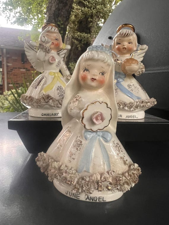 Vintage Lefton Angel JUNE January / November Flowers Spaghetti Dress  Porcelain Figurine, Gold Paint Japan Birthday Angel 195o's Figures - Etsy