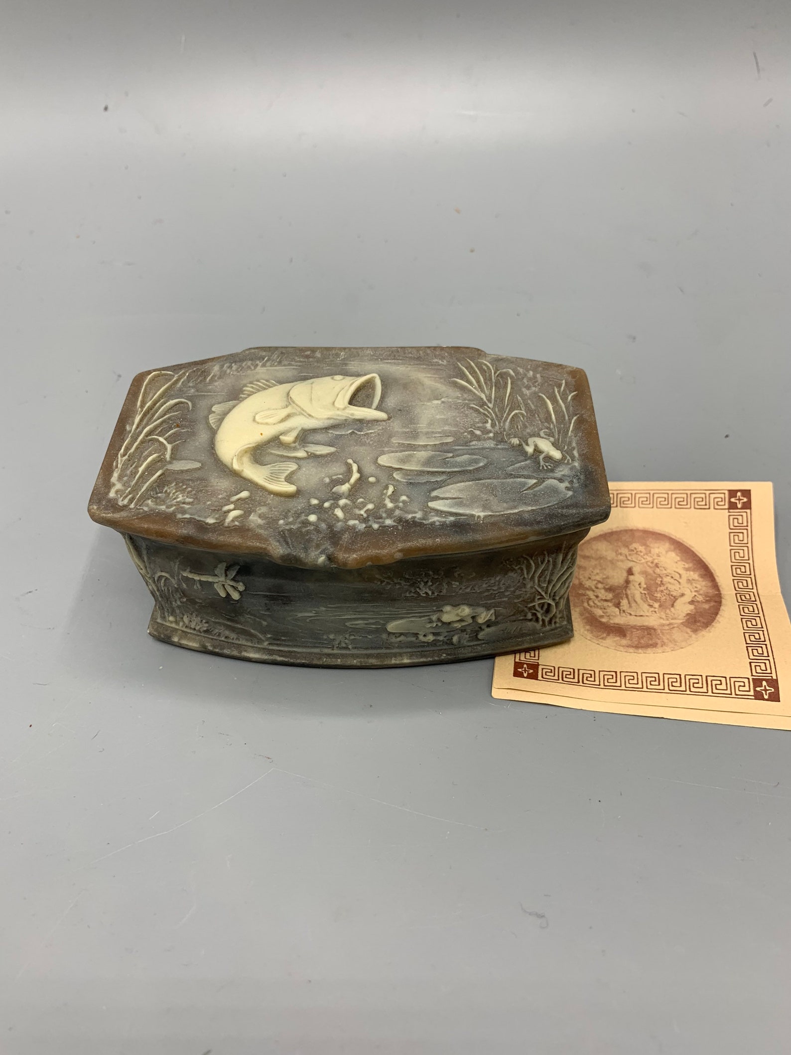 Vintage genuine incolay hand carved jewelry box Etsy