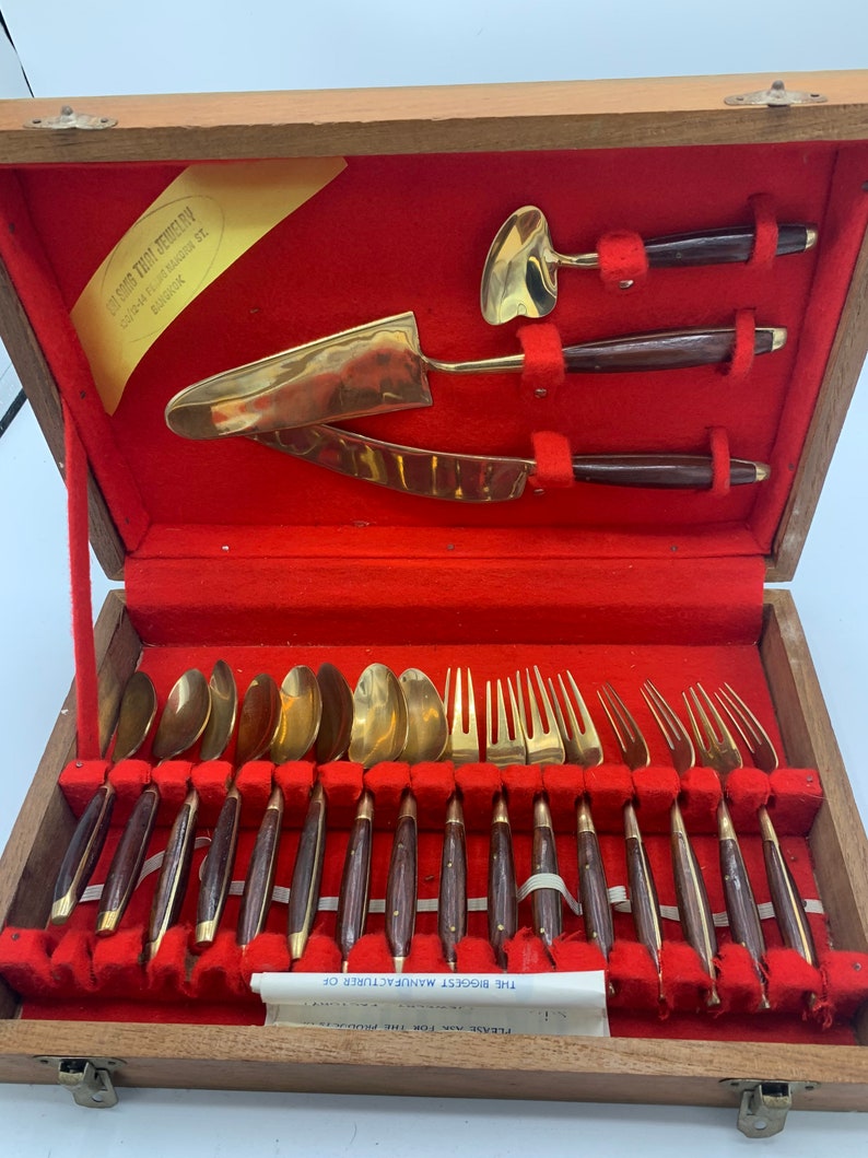 Vintage Gold Bangkok Thailand Silverware Set Serving Forks Etsy UK
