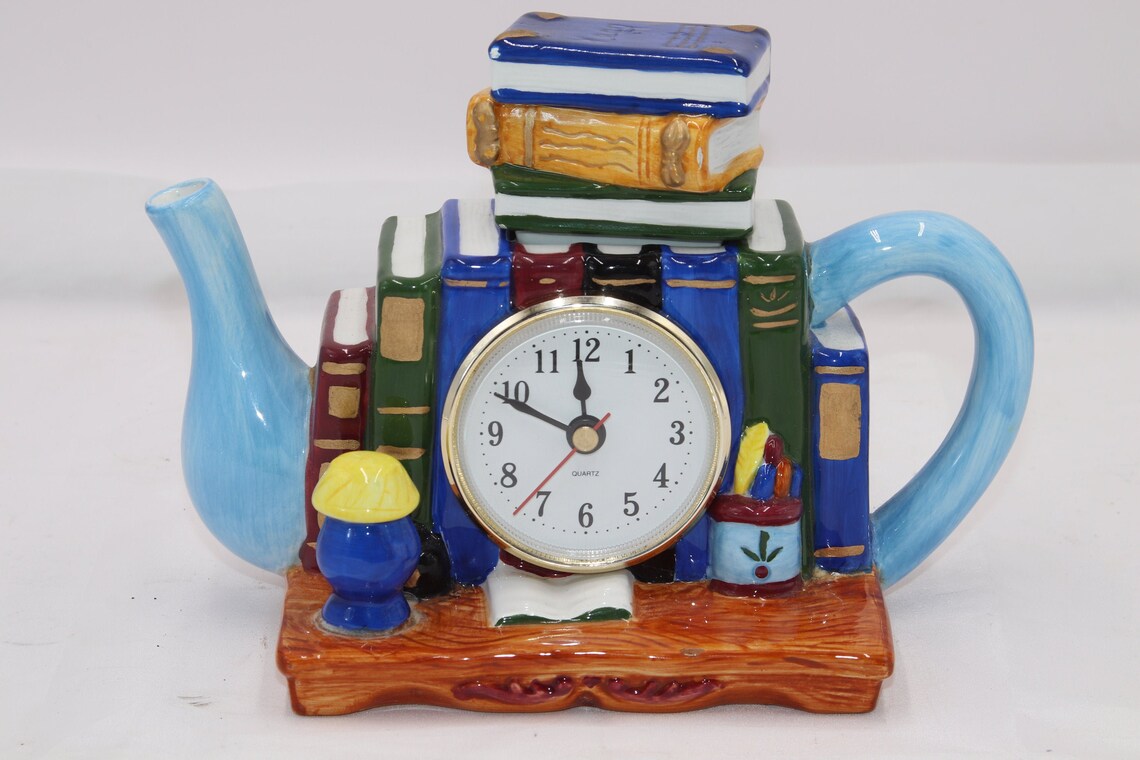 Miniature teapot clock vintage table clock small desk clock Etsy