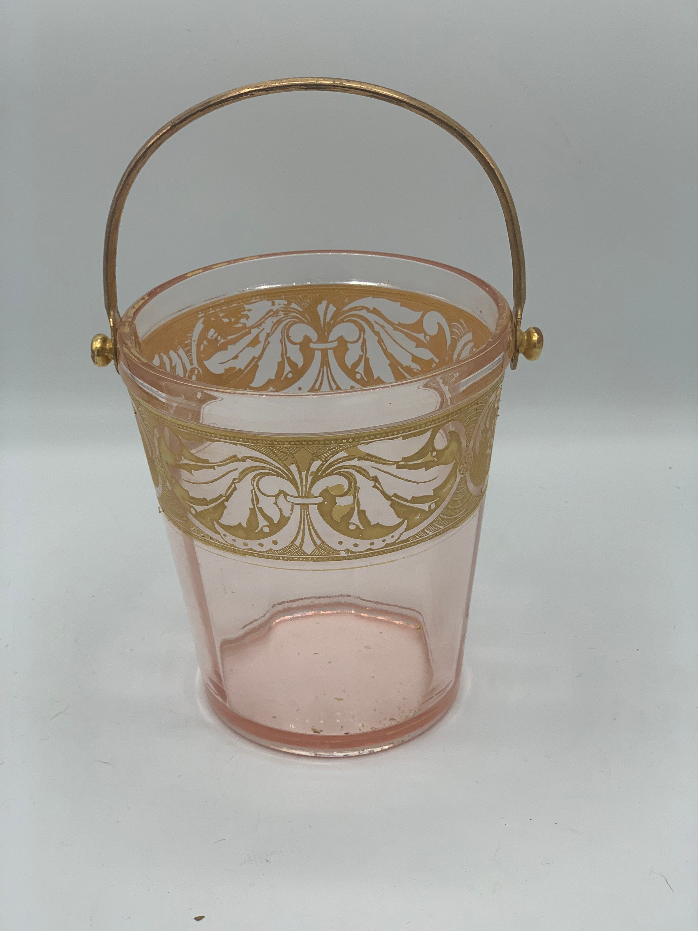 Vintage pink depression glass ice bucket as it is and vintage Etsy