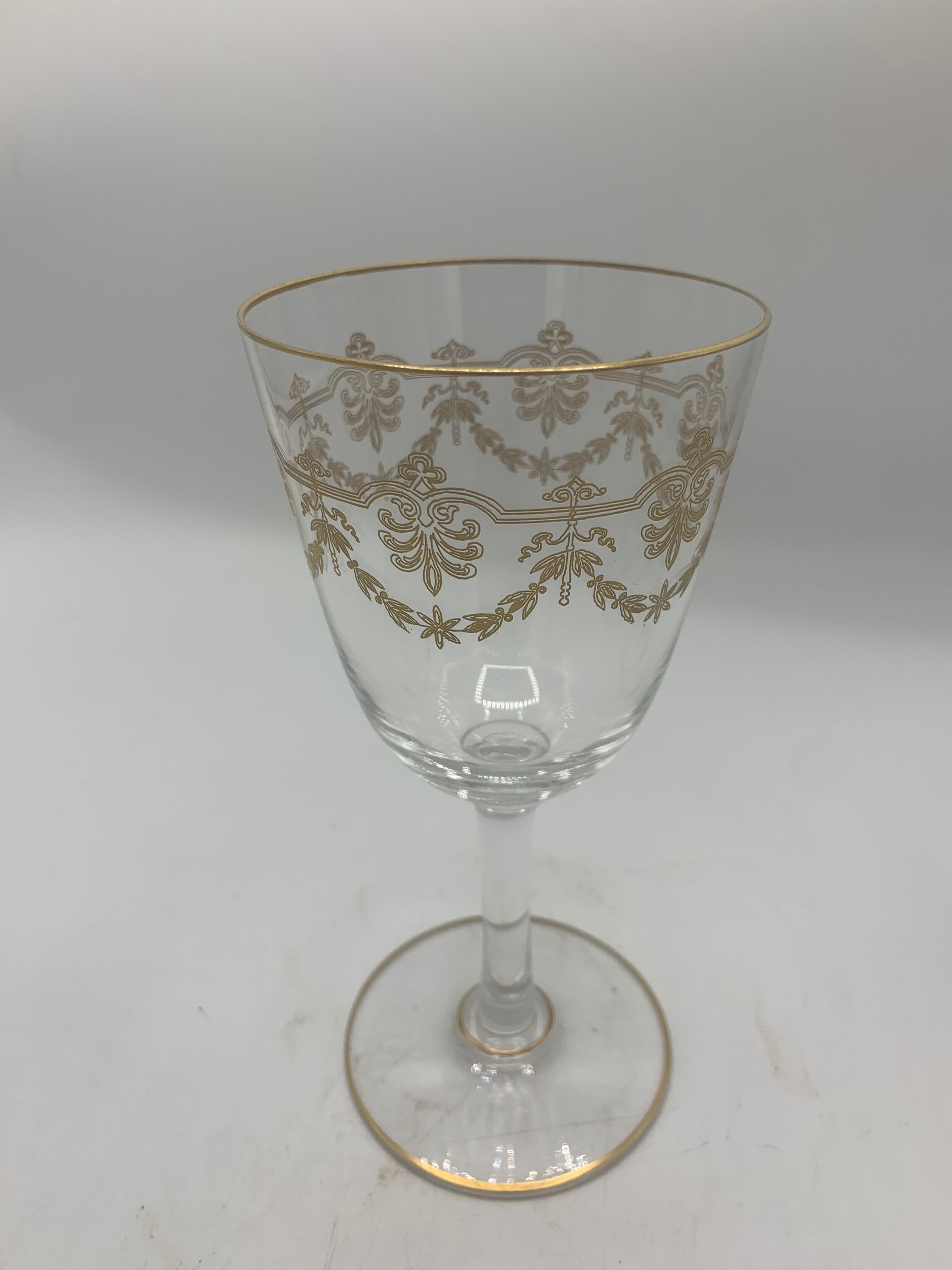 Crystal etched wine glasses Baccarat style gold engraved Etsy