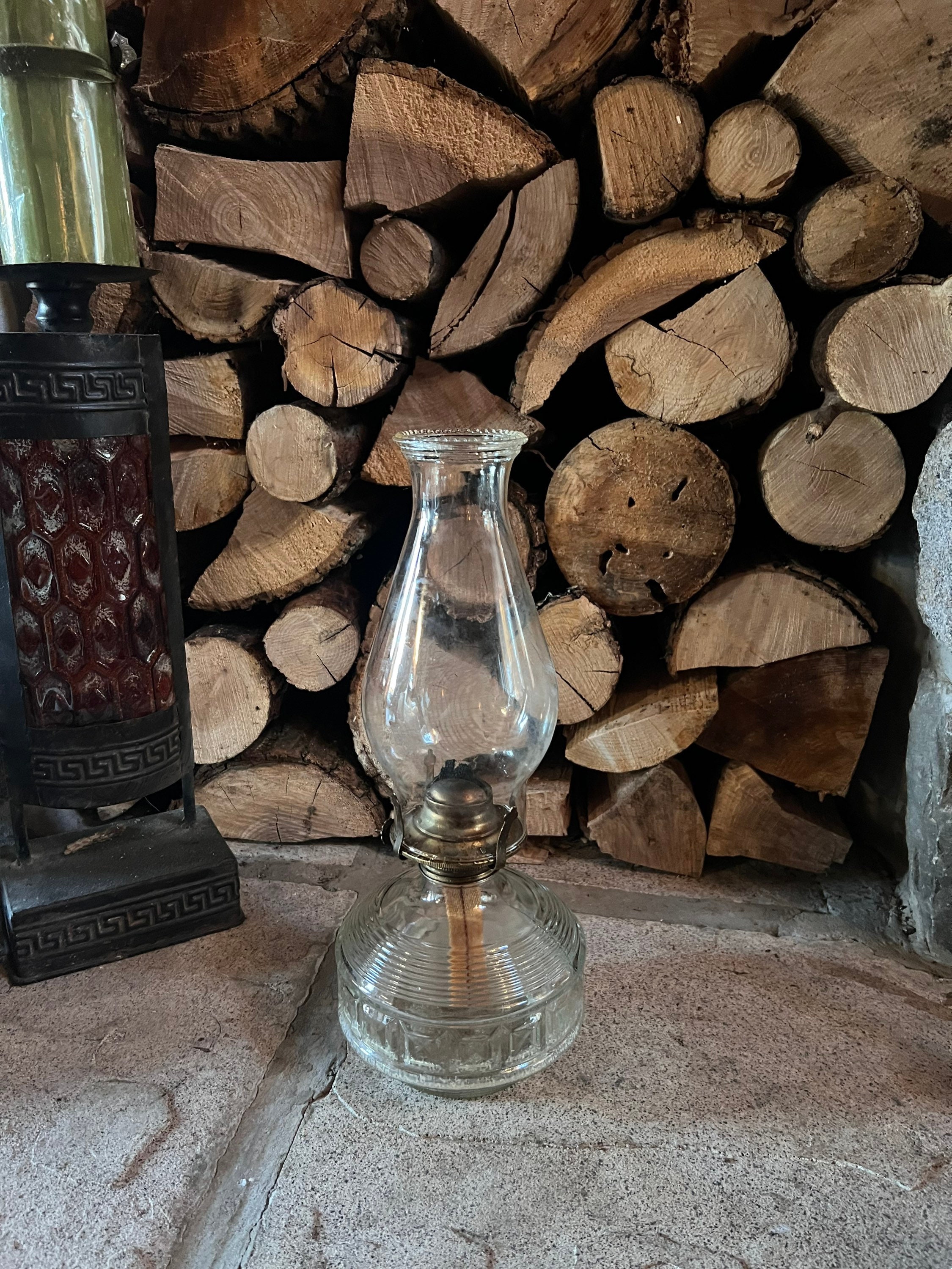 Vintage Large Clear Glass Oil Lamps , Farmhouse Decor - Etsy, image size:2250x3000