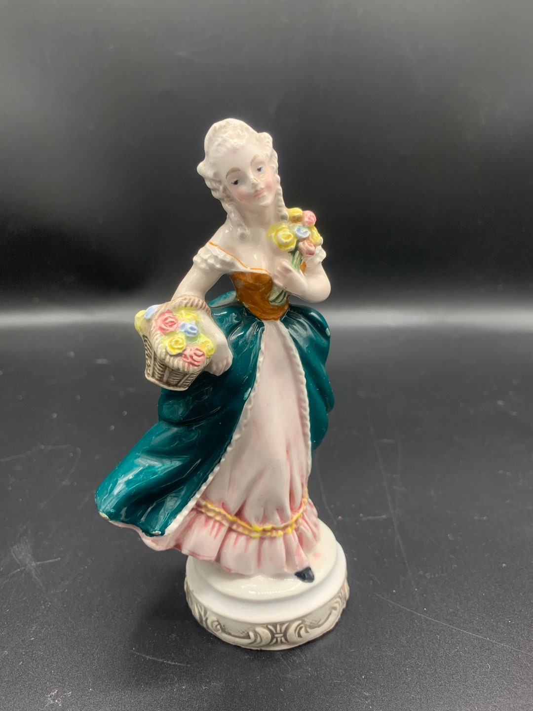 Vintage Italian Ceramic Figurine Capodimonte Style Lady With Etsy