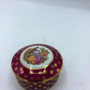 Vintage Porcelain trinket boxes, one Limoges France, one small vintage cloisonné trinket