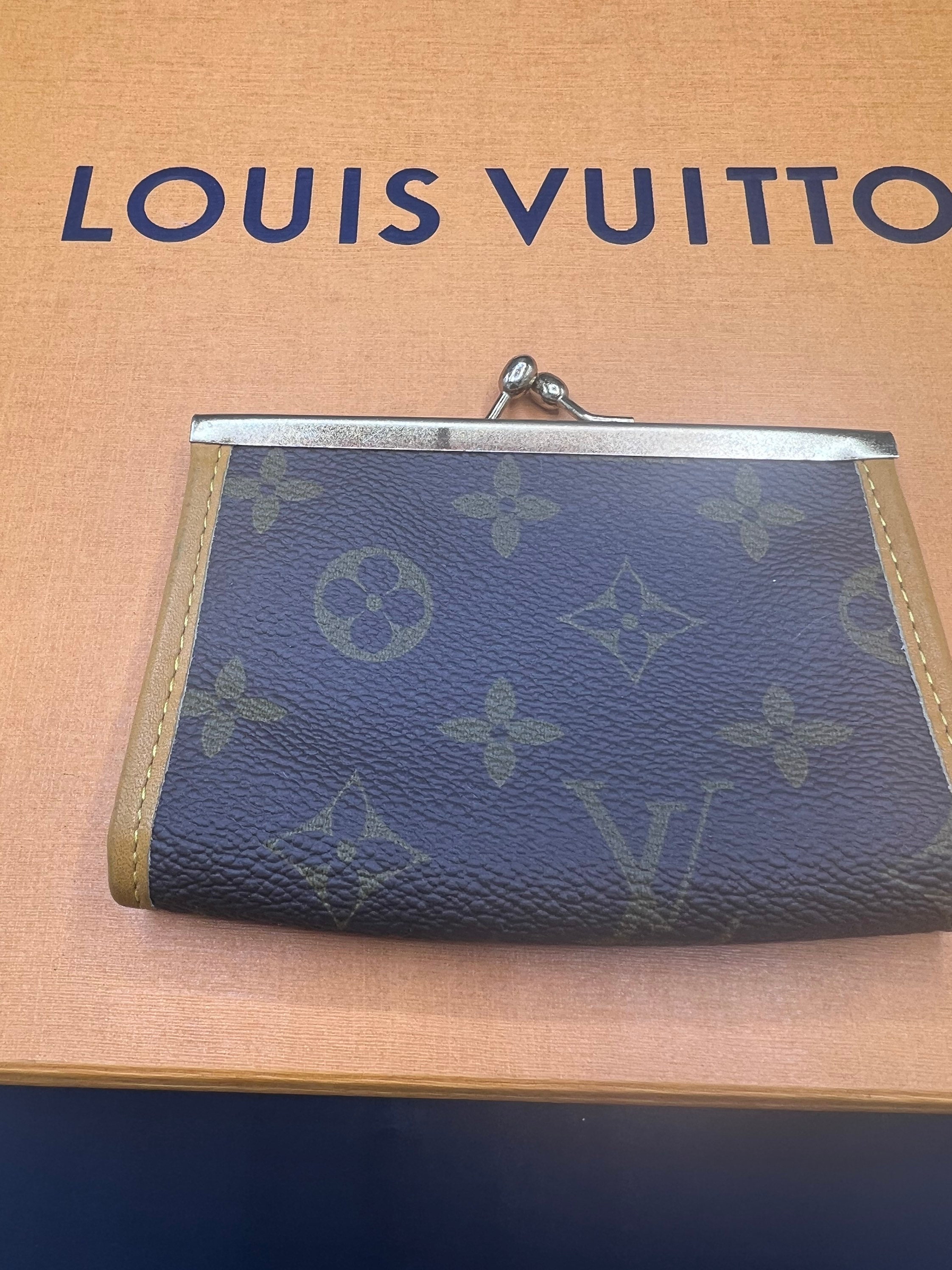 Vintage 1960 Louis Vuitton Leather Coin Wallet With Brass 