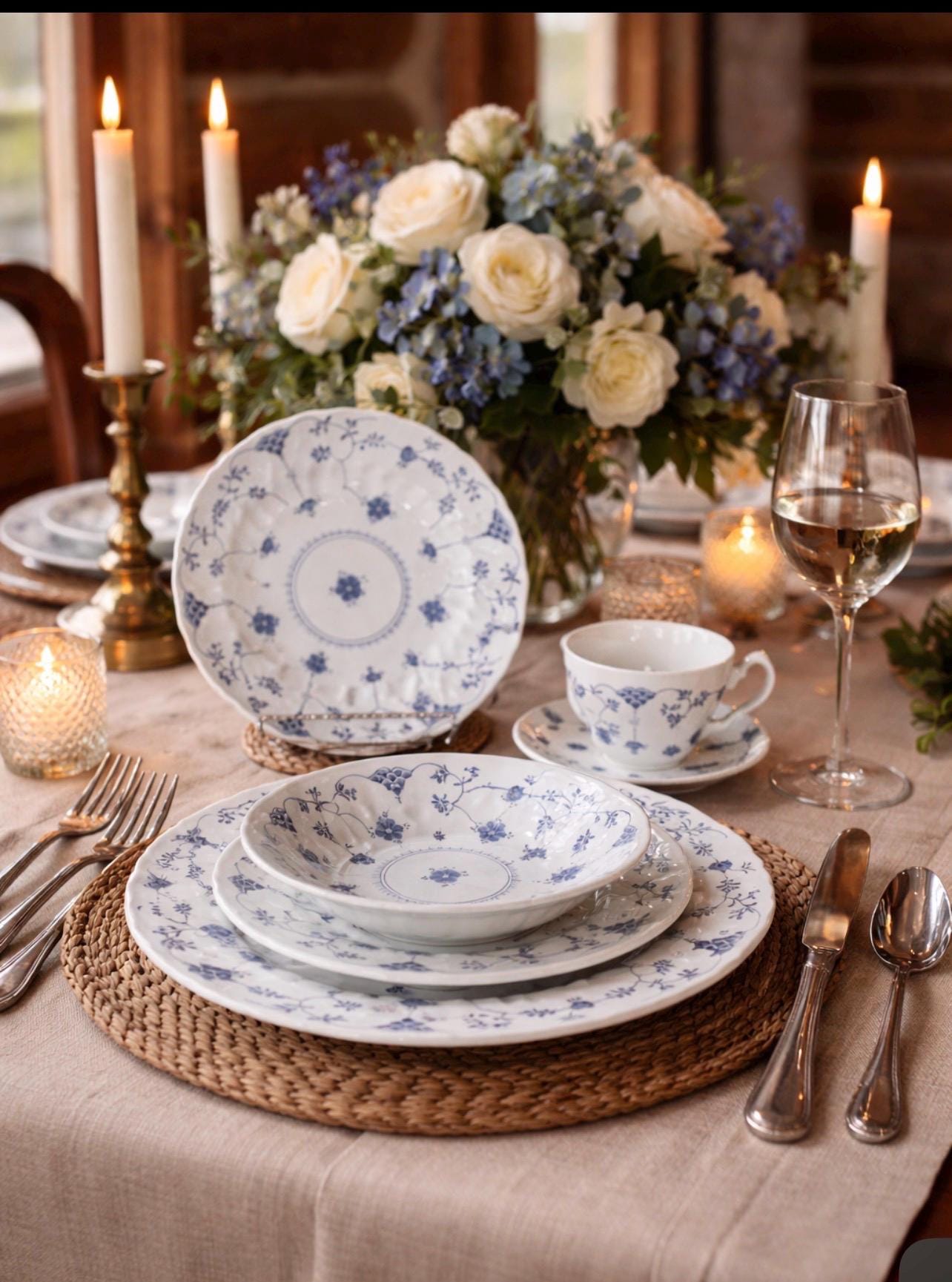 Vintage Churchill Finlandia Blue Swirl Rim, England Dinner Se 20