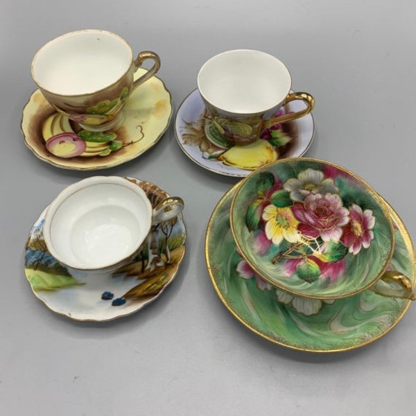 Unique Japanese tea cups and saucers, Hinode mini cups