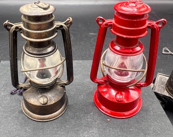Vintage Enesco Miniature die Cast Iron  / metal Pencil Sharpeners lamps cannon , violin/dollhouse accessories