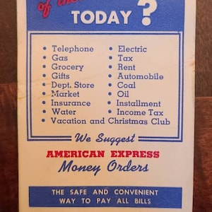 Vintage Shopping memo American Express