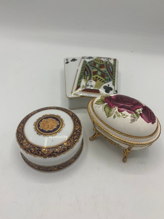 Vintage unique porcelain trinket boxes Limoges bac