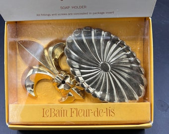 NEW Vintage LeBain F’eur-de’Lis 18k Gold Finish SOAP DISH Wall Mount