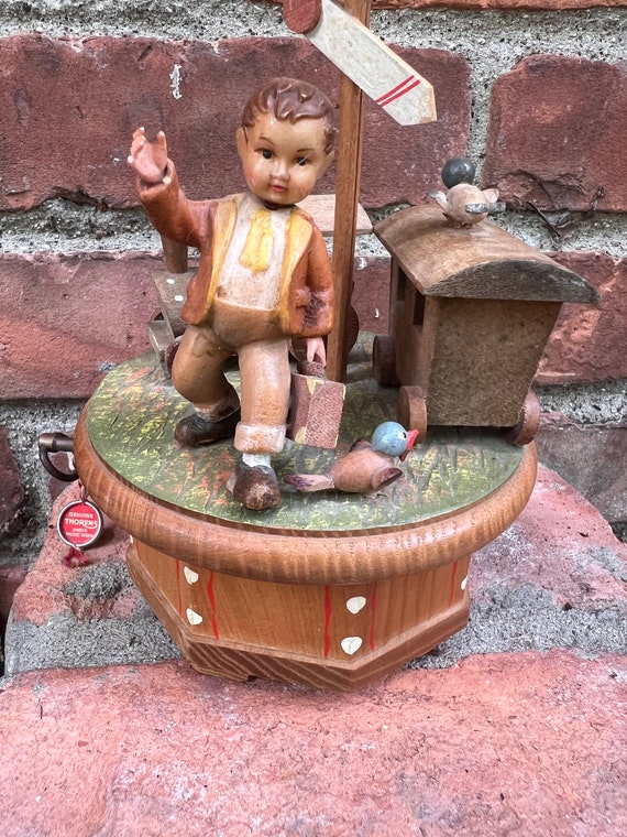 Vintage Thorens ANRI Swiss Movement Hand-carved Wooden Music Box