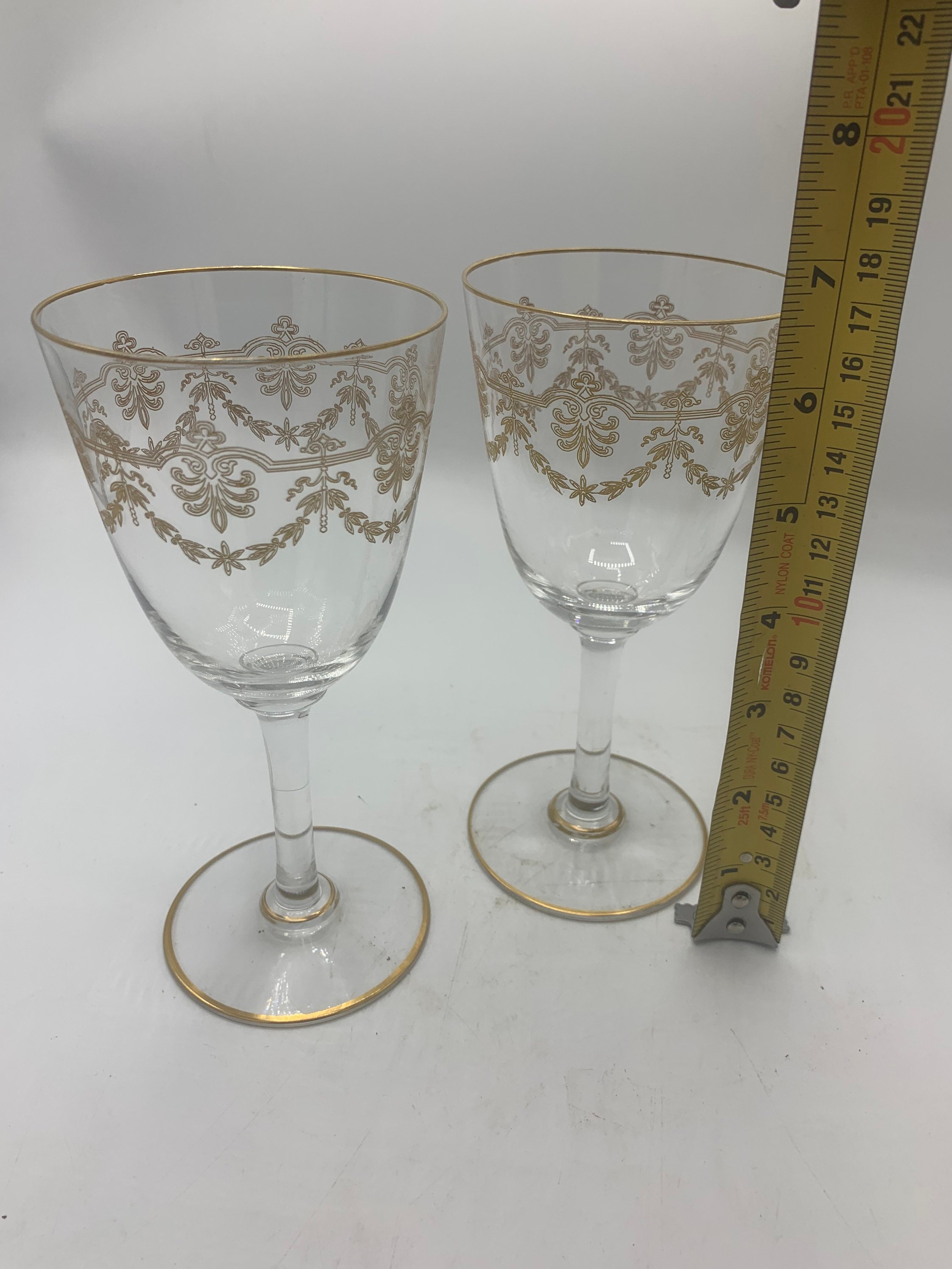 Crystal etched wine glasses Baccarat style gold engraved Etsy