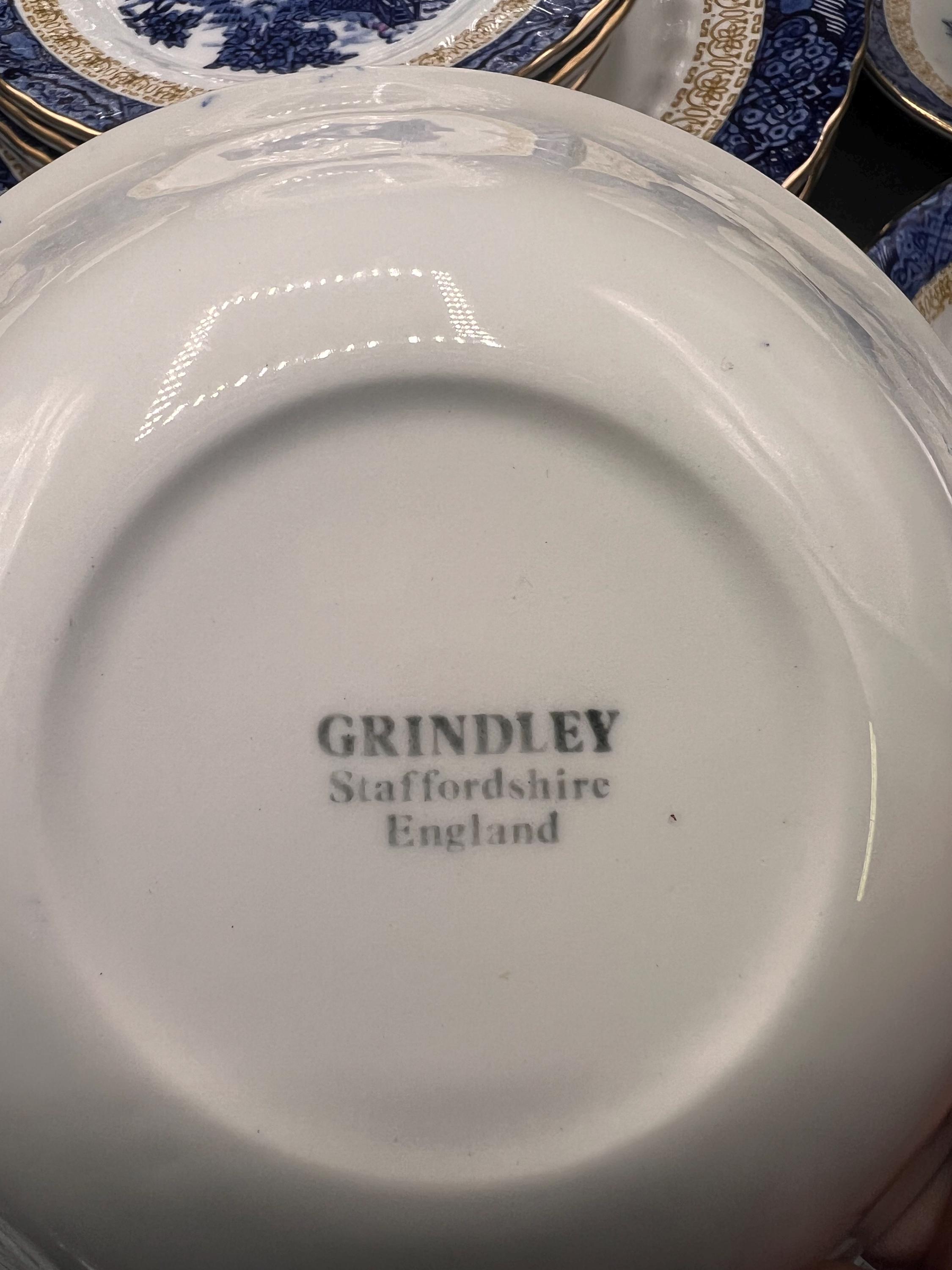 Antique Style Blue White and Gold Blue Chinoiserie Stamped