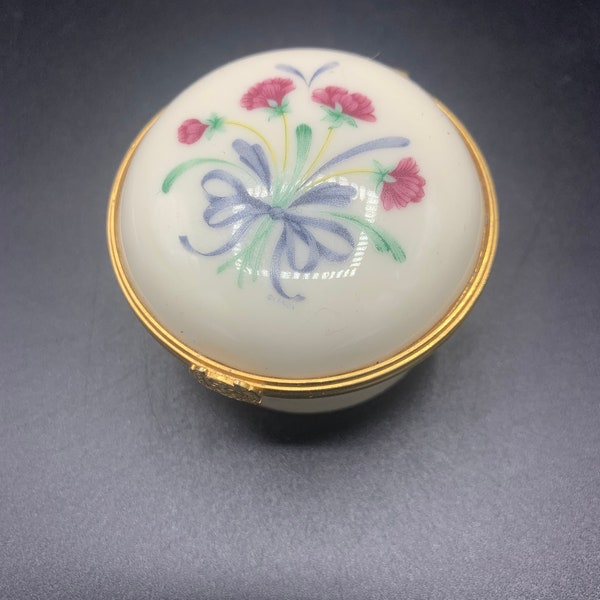 Lenox Poppies on Blue Ring or Trinket Box/ Lenox peonies footed trinket box