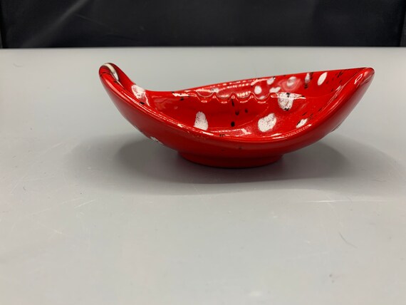 Red ceramic hand made hand painted